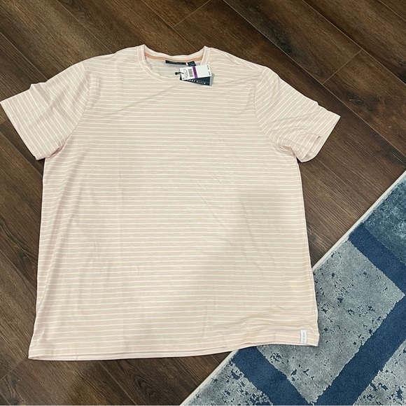 Perry Ellis Men's 2XL Short Sleeve Crewneck Striped T-shirt Sepia Rose - Picture 1 of 8